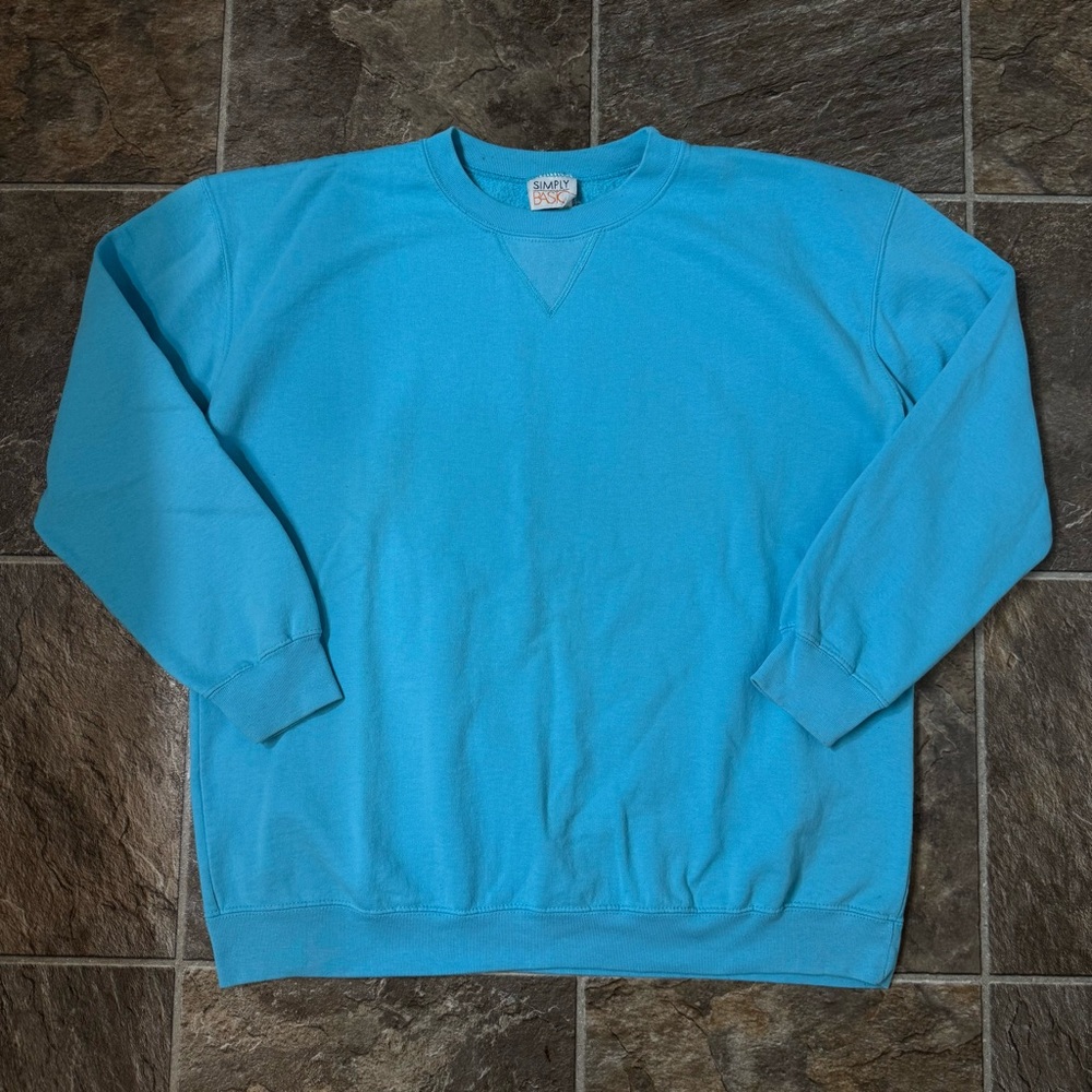 VTG 90s Simply Basic Blank Crewneck Sweatshirt Womens XL Teal